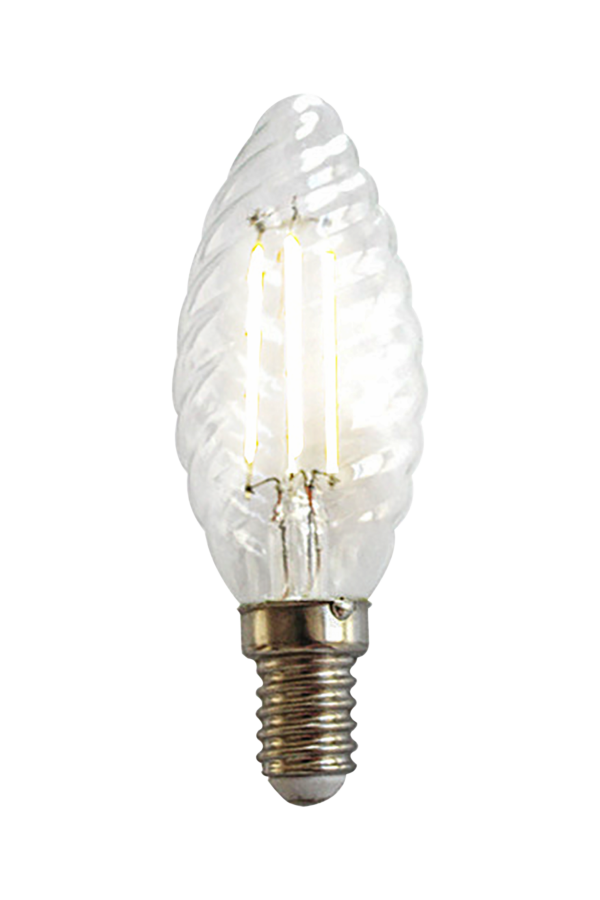 Candle E14 Twisted 4W LED filament dimmable, clear