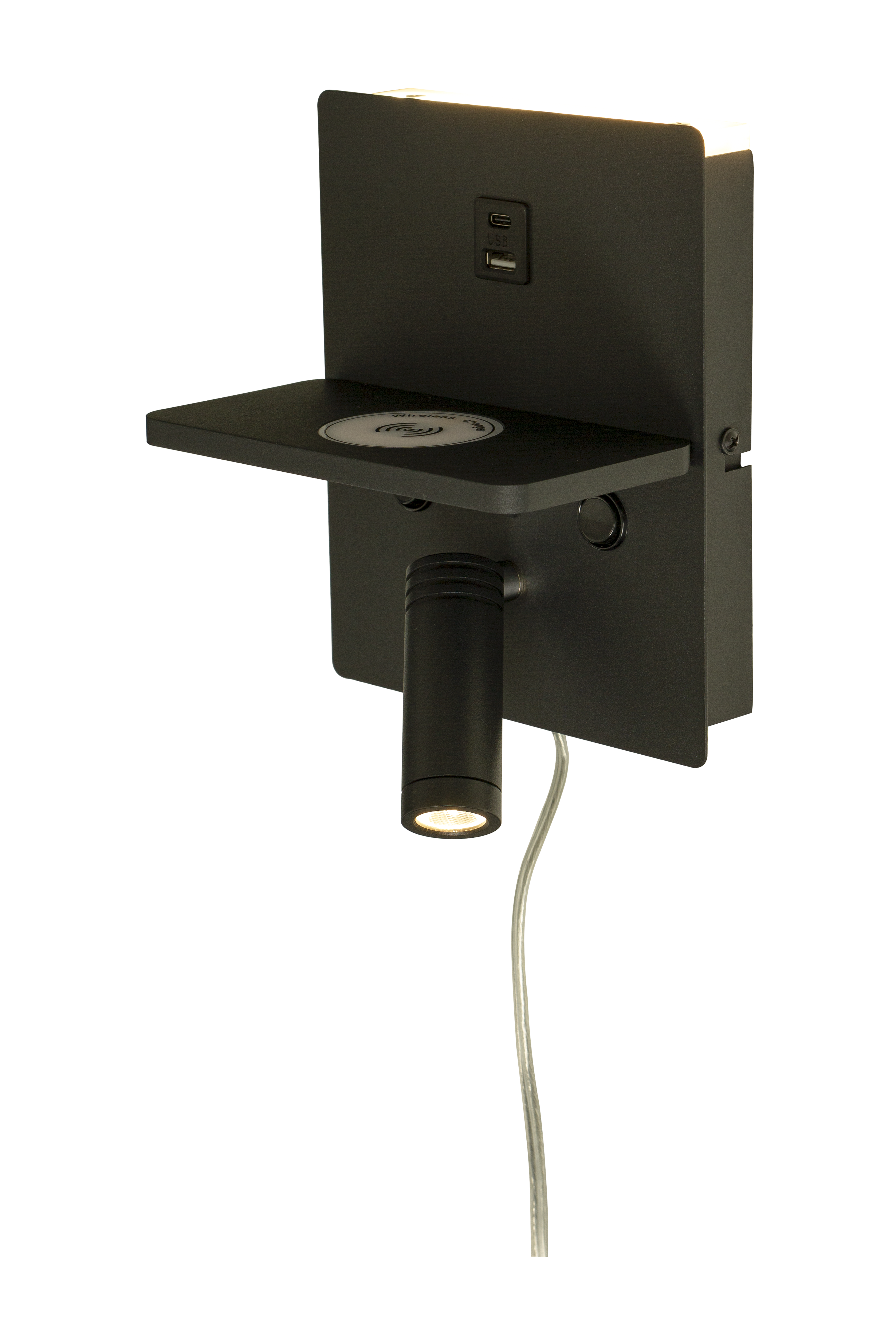 ASTOR vegglampe med trådløs ladning og USB - Bilde 1